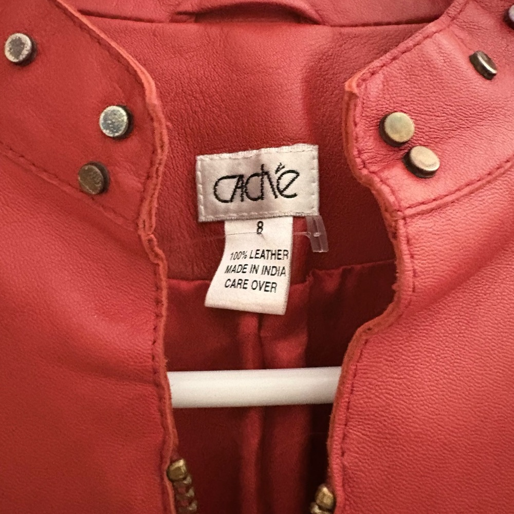 Cache Red Leather Jacket with Studs - image 4